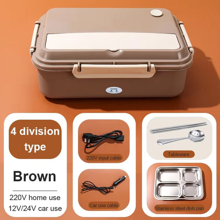 110V/220V/12V Portable Electric Heating Lunch Box Container Stainless Steel Meal Heater Home Car Rice Cooker Food Steamer Warmer - Nook Nest Online Store