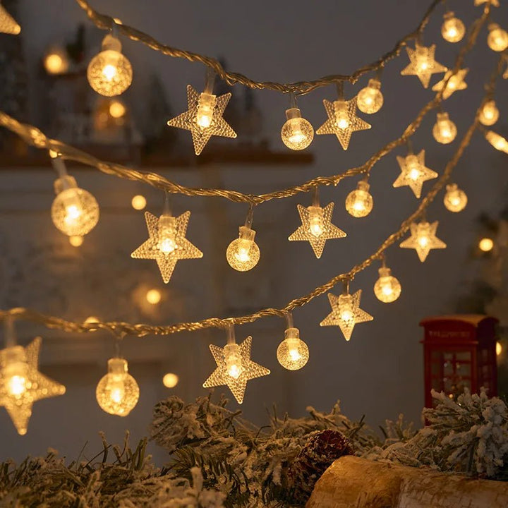 1.5/3M Christmas Lights Snowflake String Lights Fairy Lights Waterproof Star Ball LED Lamp for Home Christmas Tree Garden Decor - Nook Nest Online Store