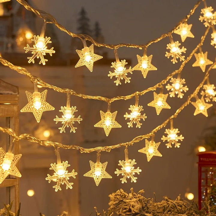 1.5/3M Christmas Lights Snowflake String Lights Fairy Lights Waterproof Star Ball LED Lamp for Home Christmas Tree Garden Decor - Nook Nest Online Store