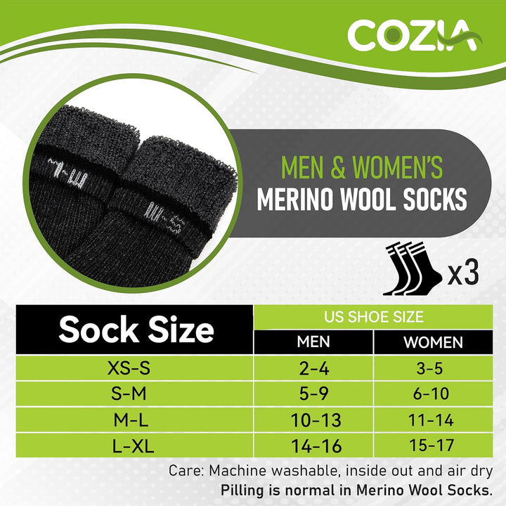 Merino Wool Casual Socks - Warm and Cozy Boot Socks for Men and Women for Winter Wear