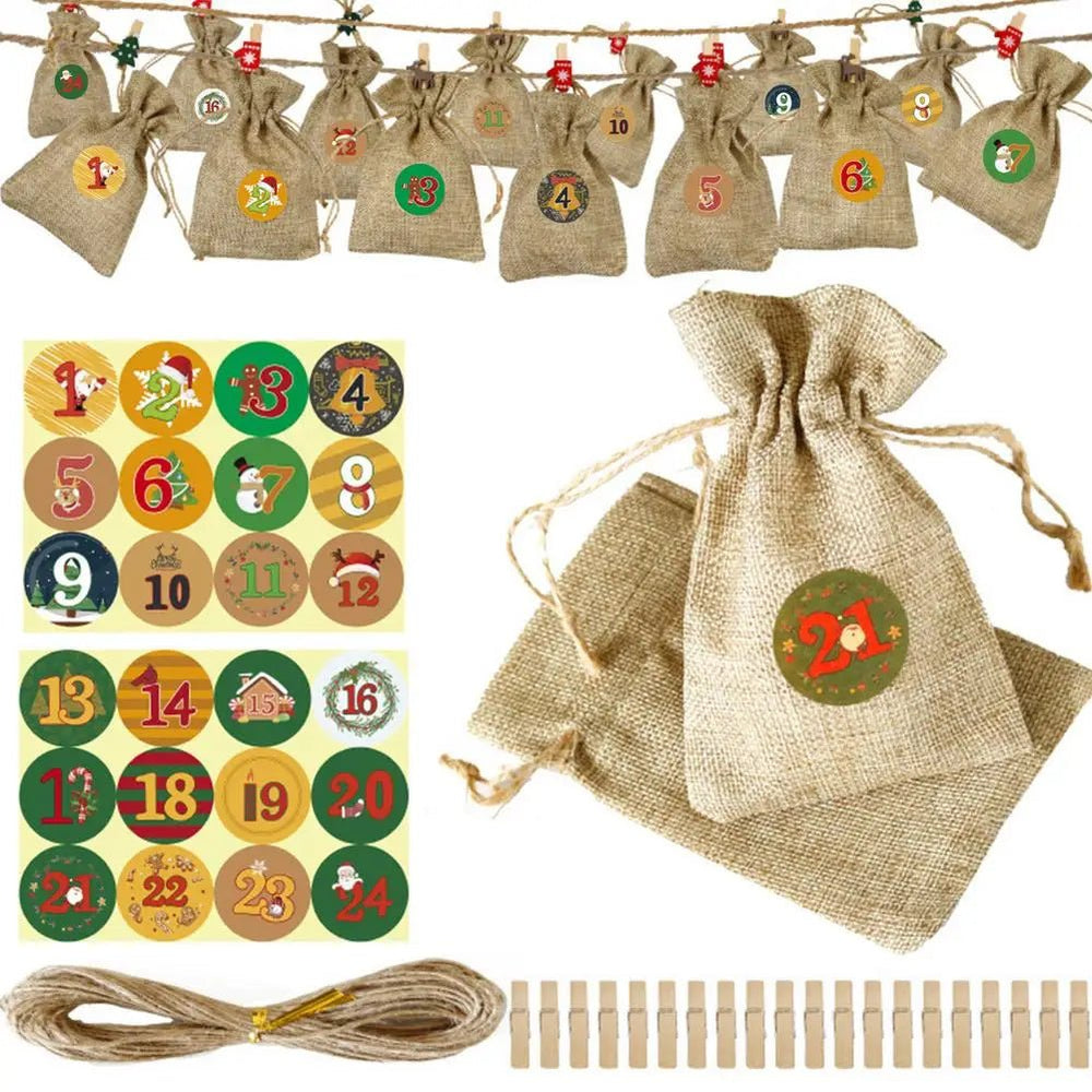 
                  
                    24 Days Christmas Advent Calendar Bagsadvent Calendar Gift Bags DIY Set Paper Stickers DIY Christmas Embellishments with Clips - Nook Nest Online Store
                  
                