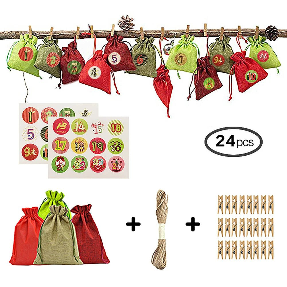 
                  
                    24 Days Christmas Advent Calendar Bagsadvent Calendar Gift Bags DIY Set Paper Stickers DIY Christmas Embellishments with Clips - Nook Nest Online Store
                  
                