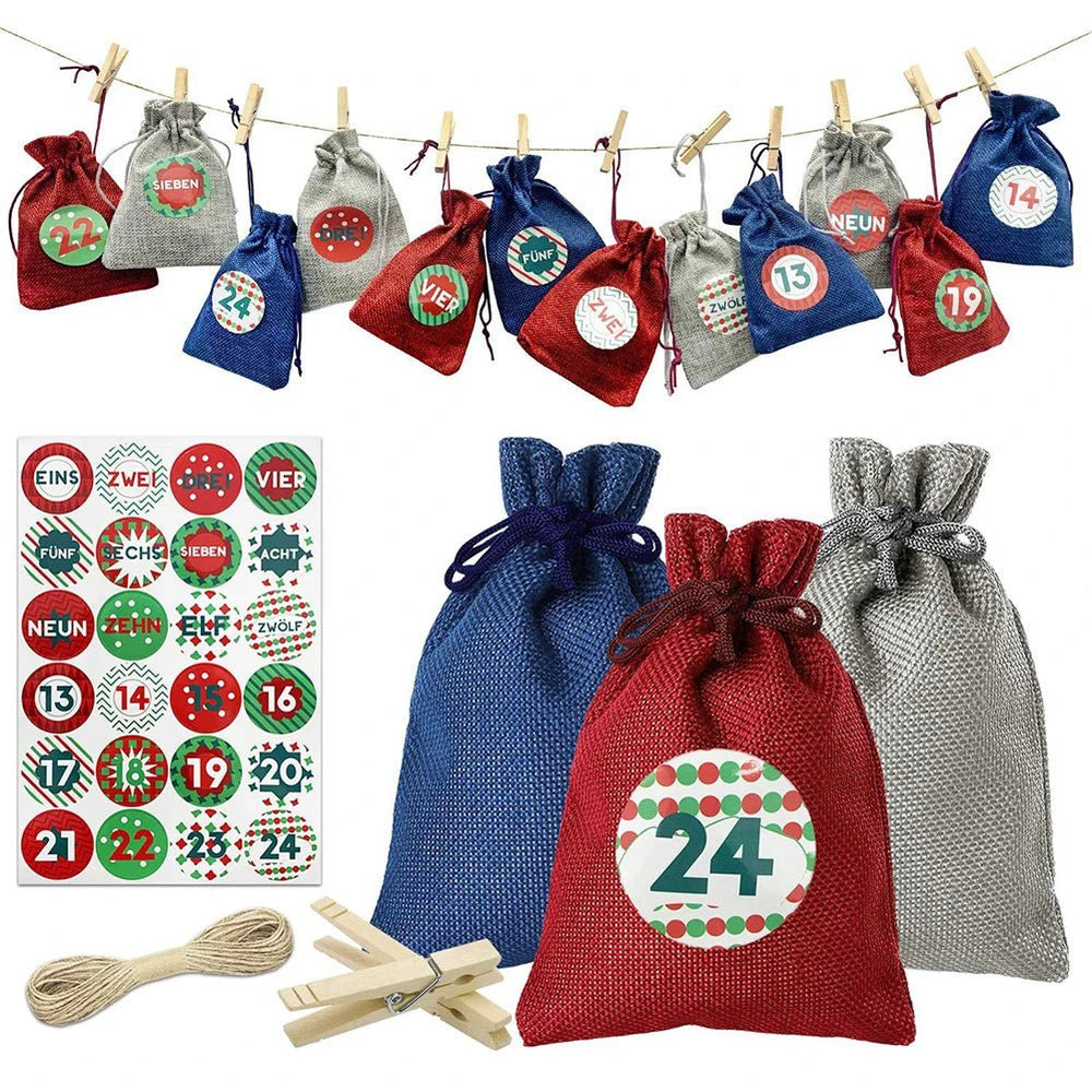 
                  
                    24 Days Christmas Advent Calendar Bagsadvent Calendar Gift Bags DIY Set Paper Stickers DIY Christmas Embellishments with Clips - Nook Nest Online Store
                  
                