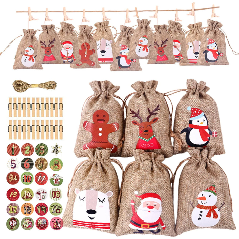 
                  
                    24 Days Christmas Advent Calendar Bagsadvent Calendar Gift Bags DIY Set Paper Stickers DIY Christmas Embellishments with Clips - Nook Nest Online Store
                  
                