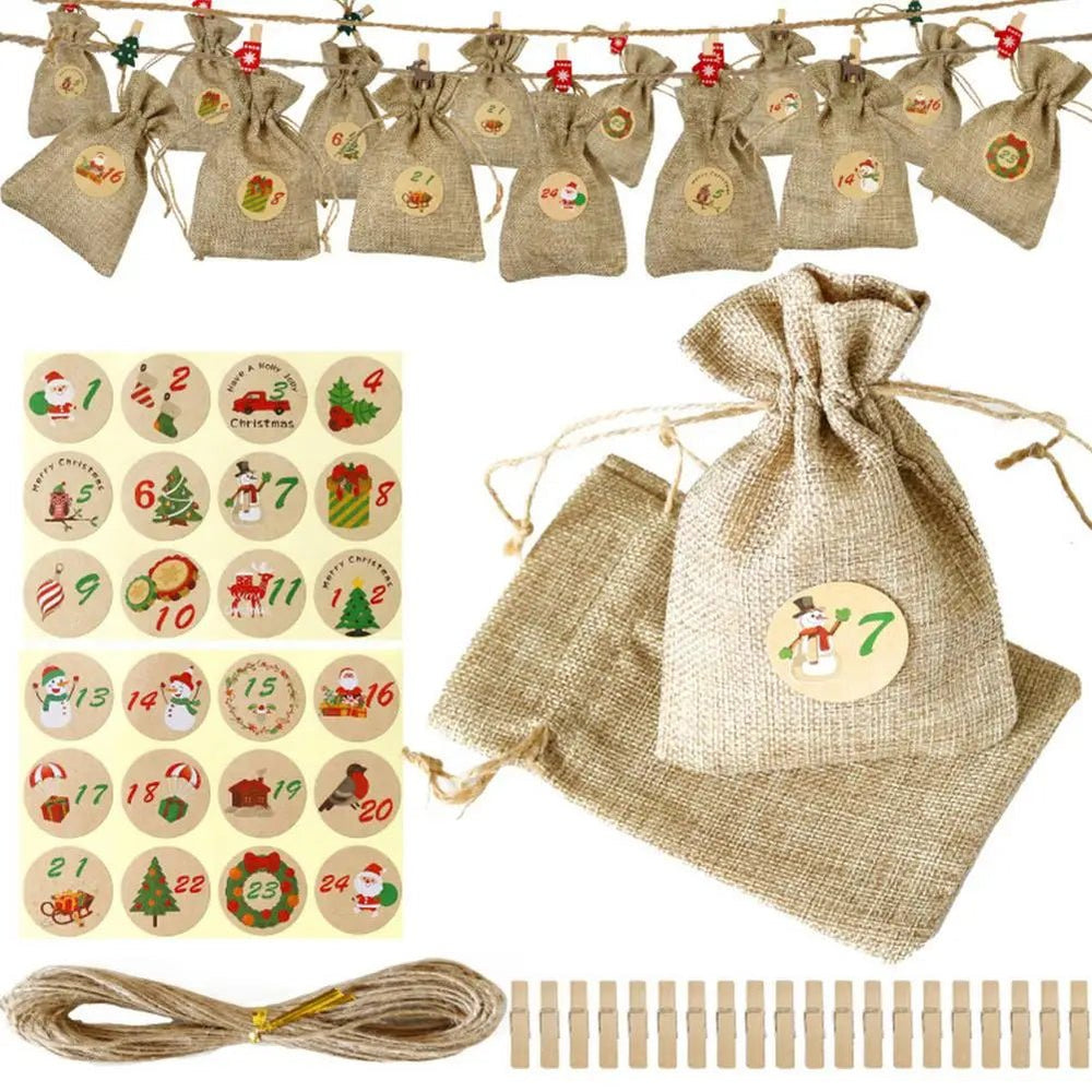 
                  
                    24 Days Christmas Advent Calendar Bagsadvent Calendar Gift Bags DIY Set Paper Stickers DIY Christmas Embellishments with Clips - Nook Nest Online Store
                  
                