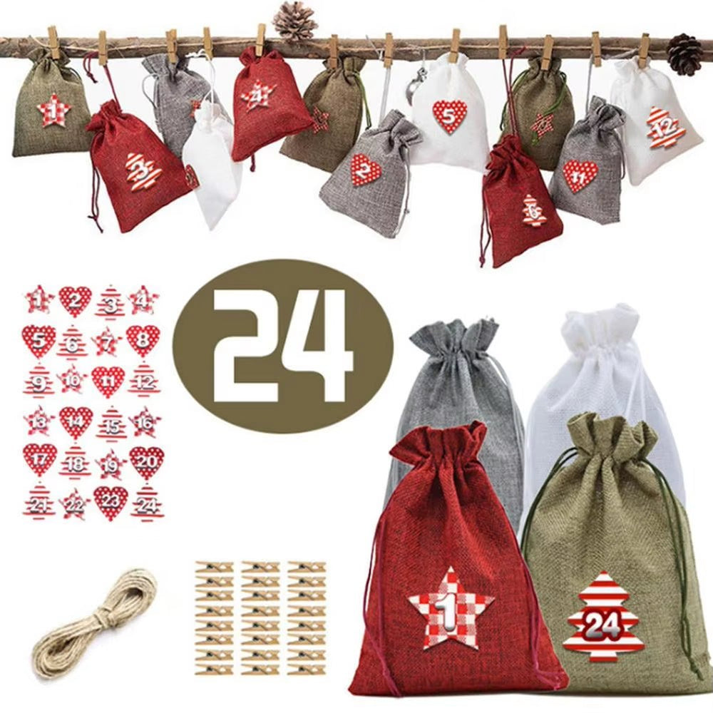 
                  
                    24 Days Christmas Advent Calendar Bagsadvent Calendar Gift Bags DIY Set Paper Stickers DIY Christmas Embellishments with Clips - Nook Nest Online Store
                  
                