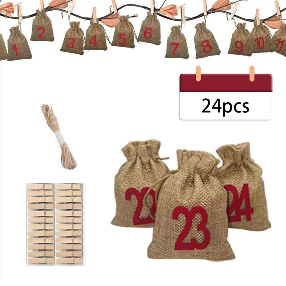 
                  
                    24 Days Christmas Advent Calendar Bagsadvent Calendar Gift Bags DIY Set Paper Stickers DIY Christmas Embellishments with Clips - Nook Nest Online Store
                  
                