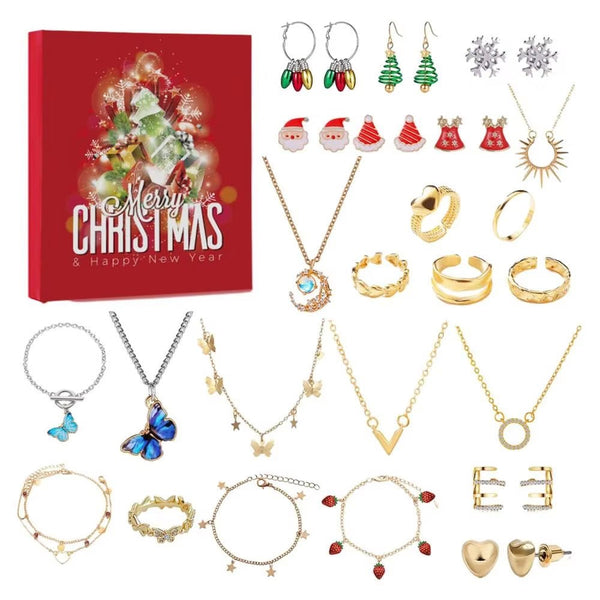 24Pcs Countdown Calendar Advent Surprise Blind Box Set Christmas Jewelry Bracelet Set DIY Creative Ornaments Xmas Children Gift - Nook Nest Online Store