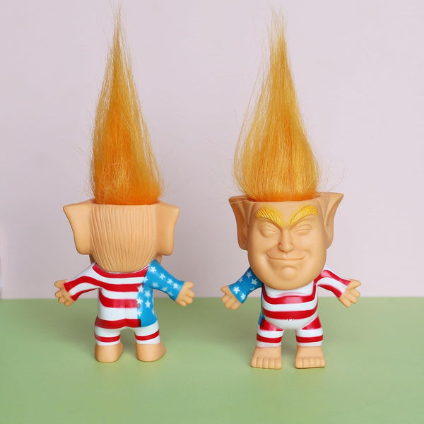 Donald Trump Toys Cute Rubber Troll Doll Toy Trump 2024 Take America Back, Troll Dolls Great Gifts for Trump Fans（American Flag）