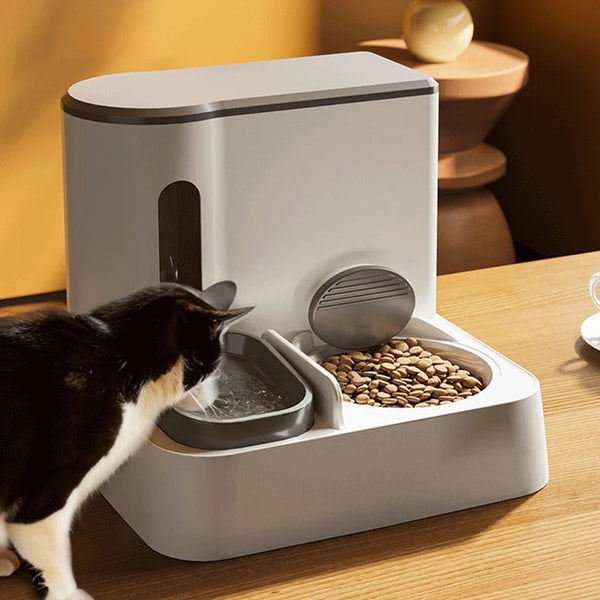 Cat Automatic Pet Feeder Water Dispenser Integrated Double Bowl Drinking Pet