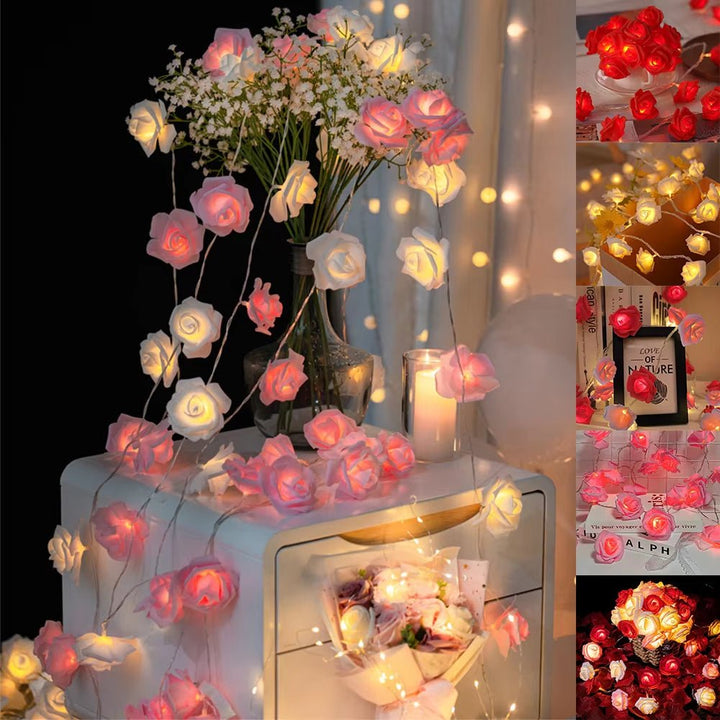 3M 20 LED Rose String Lights Battery Operated Flower Garland Fairy Lights Valentine Wedding Party Decoration Christmas Lights - Nook Nest Online Store