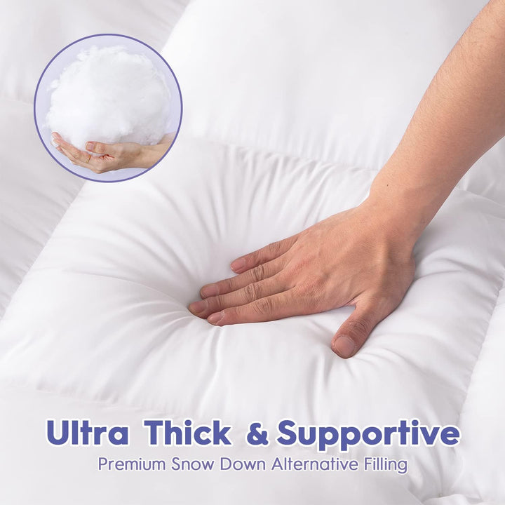 Mattress Topper for Back Pain Relief Twin XL, Extra Thick Mattress Pad Pillowtop, Soft Mattress Protector Cover with 8"-21" Deep Pocket, College Dorm Essential (White, Twin XL)