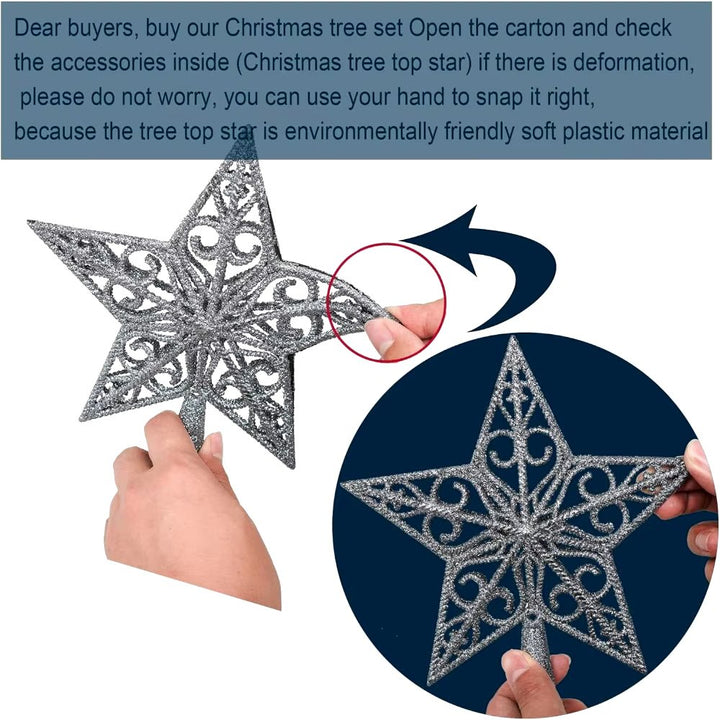 7.5Ft Black Christmas Tree,With 1,450 Tips - 1Pcs Treetop Star 3 Set 300 Led String Lights, Pencil Christmas Tree Decorations - Nook Nest Online Store