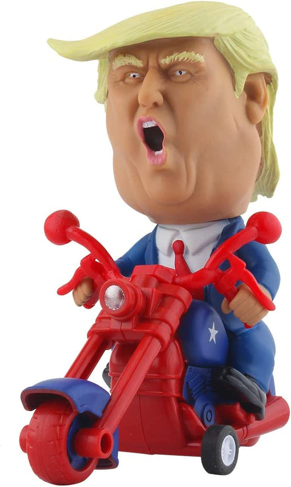 President Donald Trump 2024 Toy Figure Riding Motorcycle Funny Rev up Car Novelty Gag Gift for Trump Fans