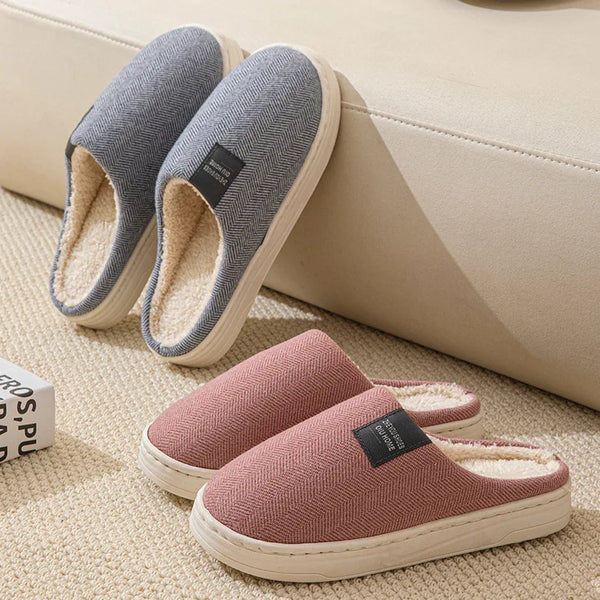 Slippers For Autumn Winter Thick Sole Men's Cotton Slippers Indoor Warm Antislip Shoes Couple's Slides