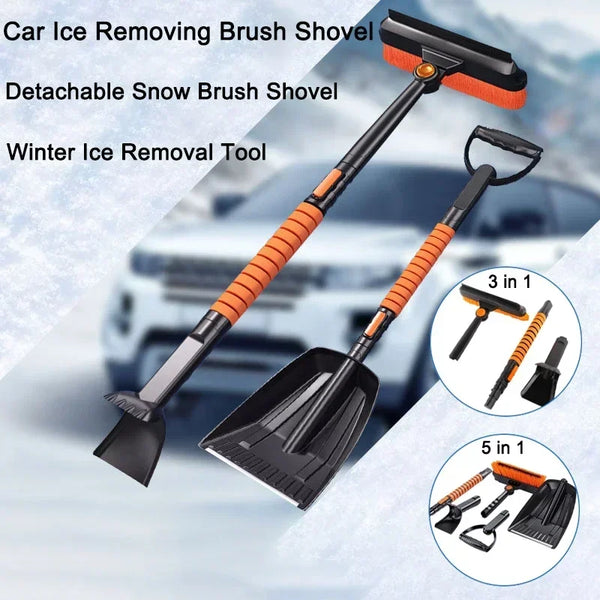 3 in 1/5 in 1 Car Ice Removing Brush Shovel Retractable Winter Snow Shovel Ice Removal Scraper Auto Cleaning Tool Accessories