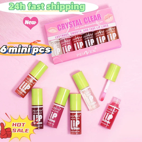 6Pcs Mirror Lip Glaze Set Moisturizing Pudding Lipgloss Long lasting Lip Protection Oil Hydrating Liquid Lipstick Lips Cosmetics