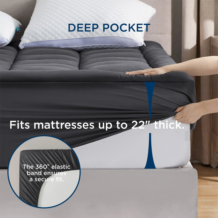 Mattress Pad - Breathable Cotton Mattress Topper, Quilted Fitted Mattress Cover with Deep Pocket Fits 8-21 Inch Mattress