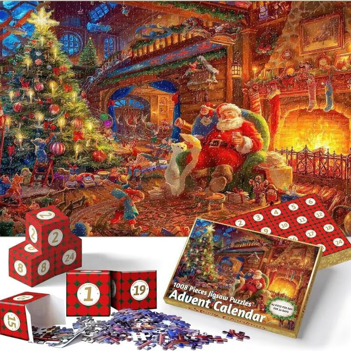 Advent Calendar 2023 Christmas Jigsaw Puzzles 1008Pcs 24 Days Christmas Countdown Calendar Thanksgiving Gift Family Game Puzzle - Nook Nest Online Store