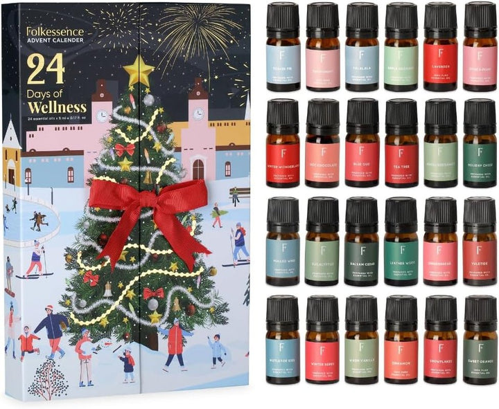 Advent Calendar 2024 Pack of 24 Christmas Gifts Set, Christmas Essential Oil Set for Diffuser, Christmas Fragrance Oils, Holiday Gift Set | 24 Days of Wellness for Women Men Adult - Nook Nest Online Store