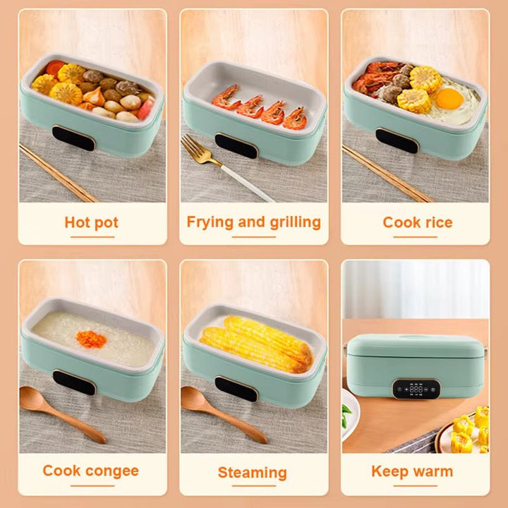 An electrically heated lunch box and steamer. Lunch box. Cookware warmer food container made of stainless steel - Nook Nest Online Store