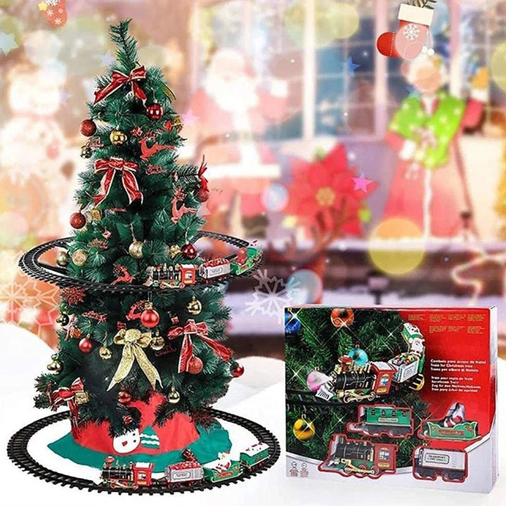 Battery Operate Railway Train with Sound&Light Railway Car Toys Christmas Train Tree Decoration Track Electric Toys for Kids - Nook Nest Online Store