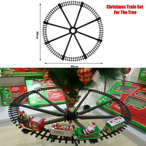 Battery Operate Railway Train with Sound&Light Railway Car Toys Christmas Train Tree Decoration Track Electric Toys for Kids - Nook Nest Online Store