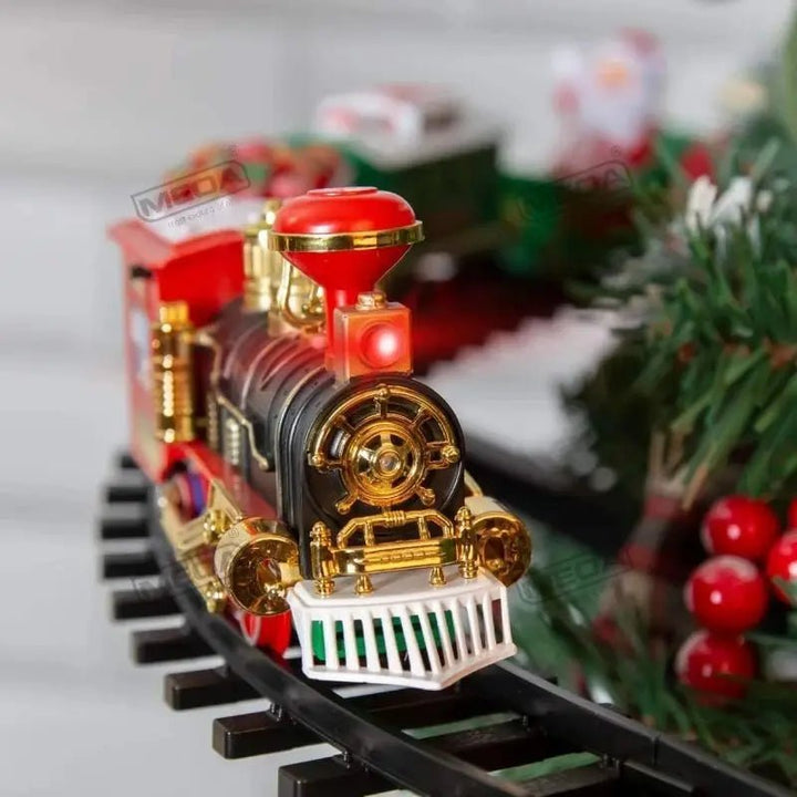 Battery Operate Railway Train with Sound&Light Railway Car Toys Christmas Train Tree Decoration Track Electric Toys for Kids - Nook Nest Online Store