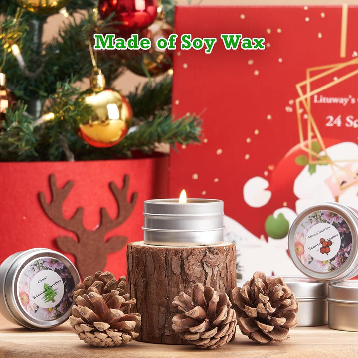 Christmas Advent Calendar 2024, 24 Scented Jar Candles Countdown to Christmas, Xmas Christmas Gift for Women Men Teens - Nook Nest Online Store