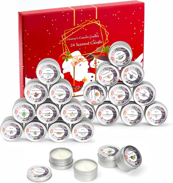 Christmas Advent Calendar 2024, 24 Scented Jar Candles Countdown to Christmas, Xmas Christmas Gift for Women Men Teens - Nook Nest Online Store