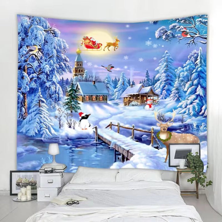 Christmas Tapestry Wall Mounted Christmas Home Decoration Christmas Castle Print Large Size Tapestry - Nook Nest Online Store