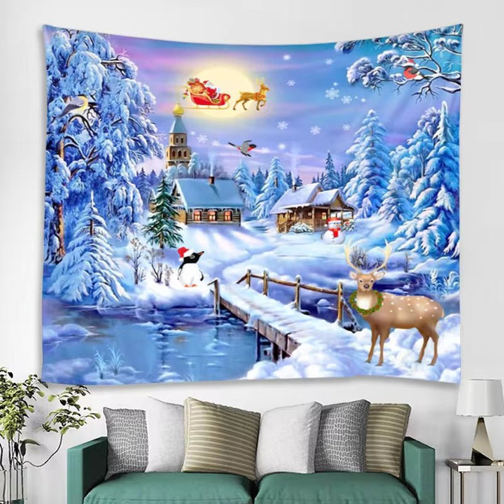 Christmas Tapestry Wall Mounted Christmas Home Decoration Christmas Castle Print Large Size Tapestry - Nook Nest Online Store