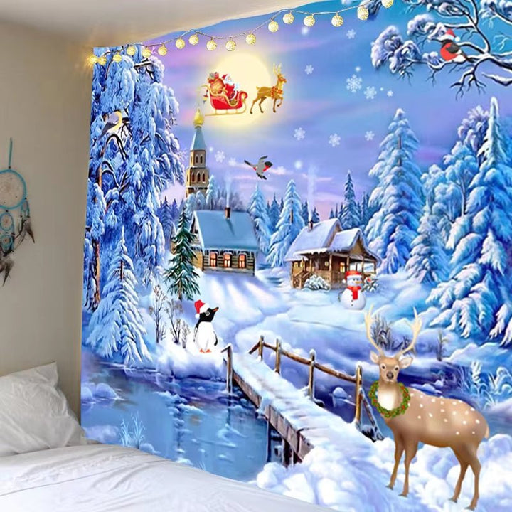 Christmas Tapestry Wall Mounted Christmas Home Decoration Christmas Castle Print Large Size Tapestry - Nook Nest Online Store