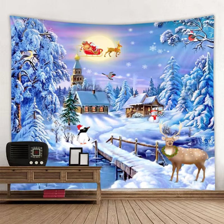 Christmas Tapestry Wall Mounted Christmas Home Decoration Christmas Castle Print Large Size Tapestry - Nook Nest Online Store