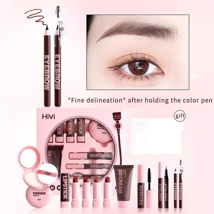 Gift Box 9 - Piece Lipstick Powder Mascara Eyebrow Pencil Set - Nook Nest Online Store