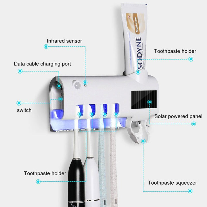 Intelligent UV Toothbrush Sterilizer Automatic Toothpaste Squeezer Toothbrush Toothpaste Rack - Nook Nest Online Store