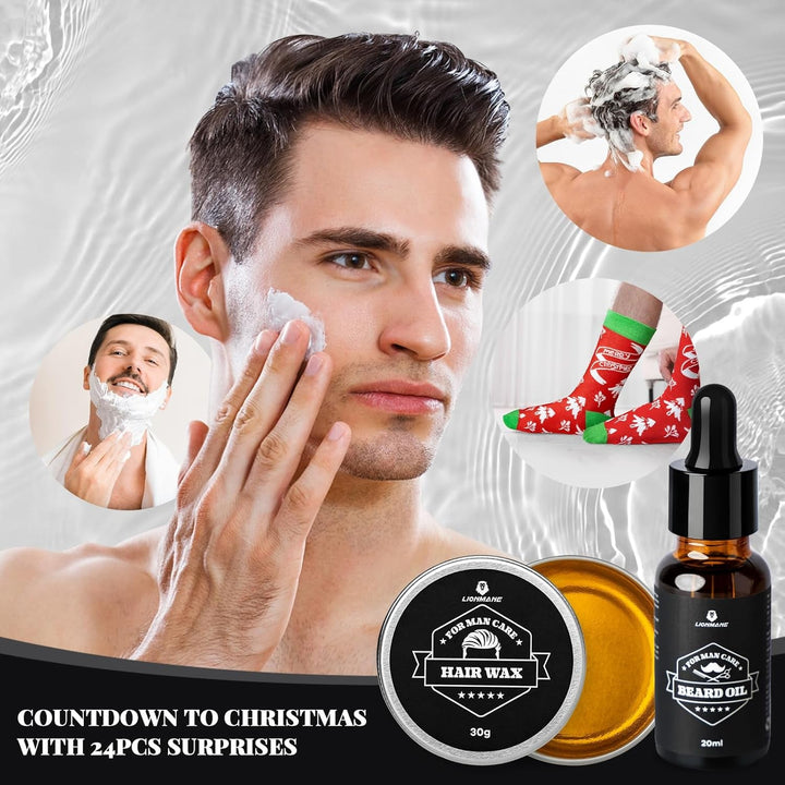 Mens Advent Calendar Gift Set, Beard Care Set 2024 Advent Calendar Countdown Gifts, 24 Days Christmas Gift for for Adult Men Father Boyfriend Grandpa Husband, Xmas Holiday Surprise Gifts - Nook Nest Online Store