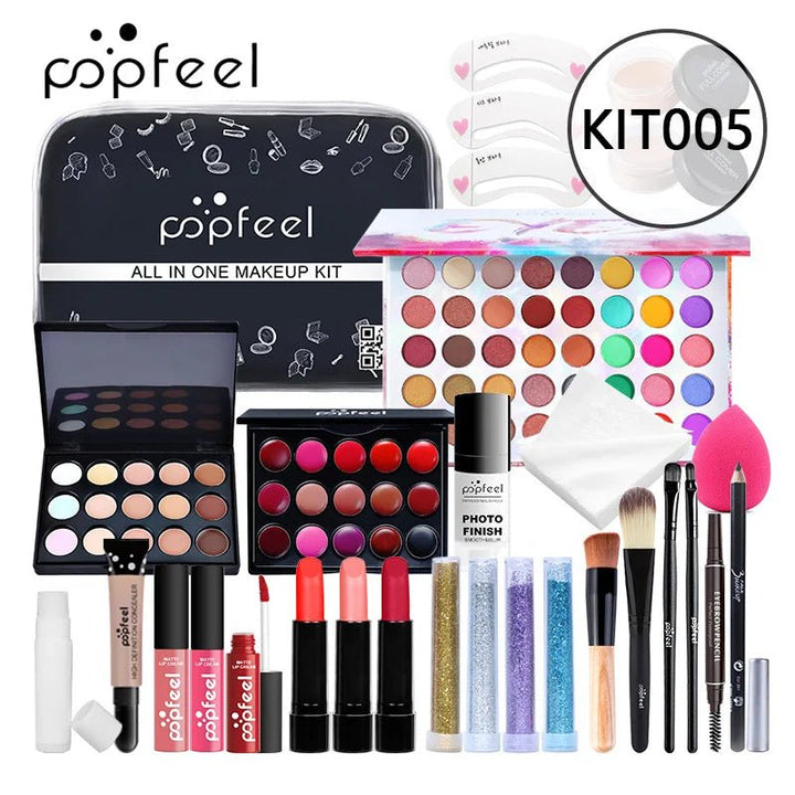 POPFEEL Makeup Full Kit Female Make up Set Eye Shadow Eyeshadow Palette Lip Gloss Mascara Eyeliner Brushes Bag Make - Up for Women - Nook Nest Online Store