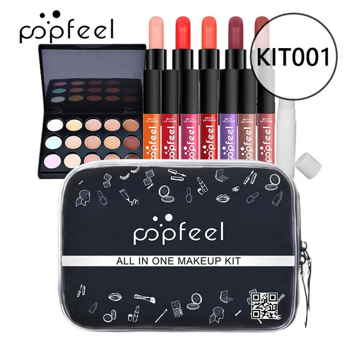 POPFEEL Makeup Full Kit Female Make up Set Eye Shadow Eyeshadow Palette Lip Gloss Mascara Eyeliner Brushes Bag Make - Up for Women - Nook Nest Online Store