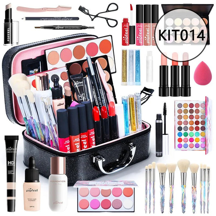 POPFEEL Makeup Full Kit Female Make up Set Eye Shadow Eyeshadow Palette Lip Gloss Mascara Eyeliner Brushes Bag Make - Up for Women - Nook Nest Online Store