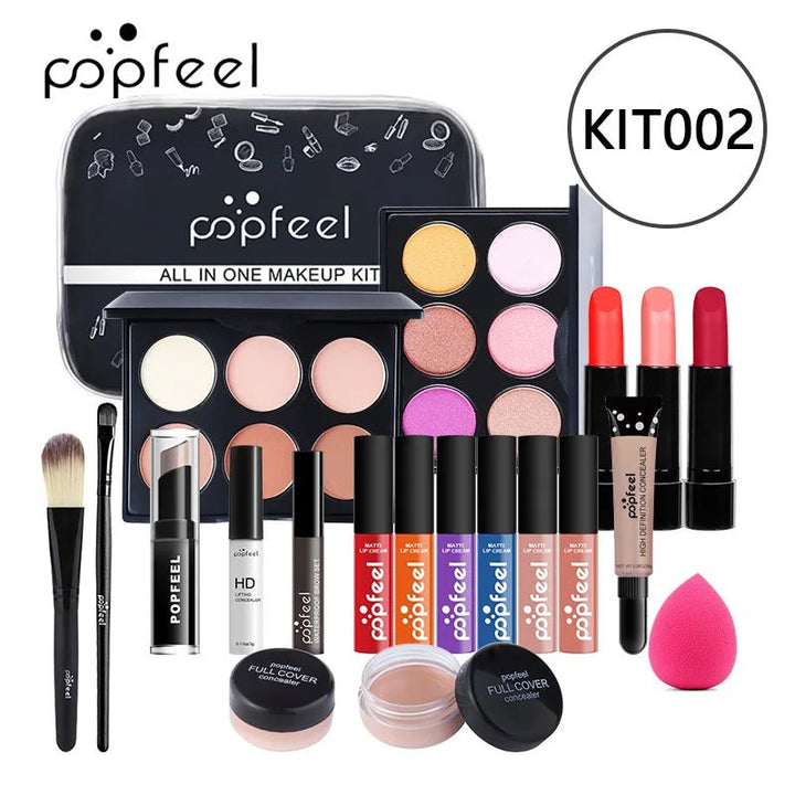 POPFEEL Makeup Full Kit Female Make up Set Eye Shadow Eyeshadow Palette Lip Gloss Mascara Eyeliner Brushes Bag Make - Up for Women - Nook Nest Online Store