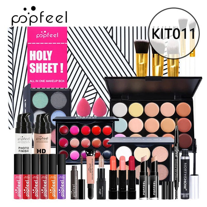 POPFEEL Makeup Full Kit Female Make up Set Eye Shadow Eyeshadow Palette Lip Gloss Mascara Eyeliner Brushes Bag Make - Up for Women - Nook Nest Online Store