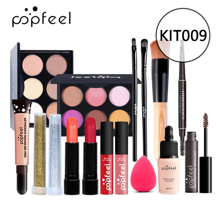 POPFEEL Makeup Full Kit Female Make up Set Eye Shadow Eyeshadow Palette Lip Gloss Mascara Eyeliner Brushes Bag Make - Up for Women - Nook Nest Online Store