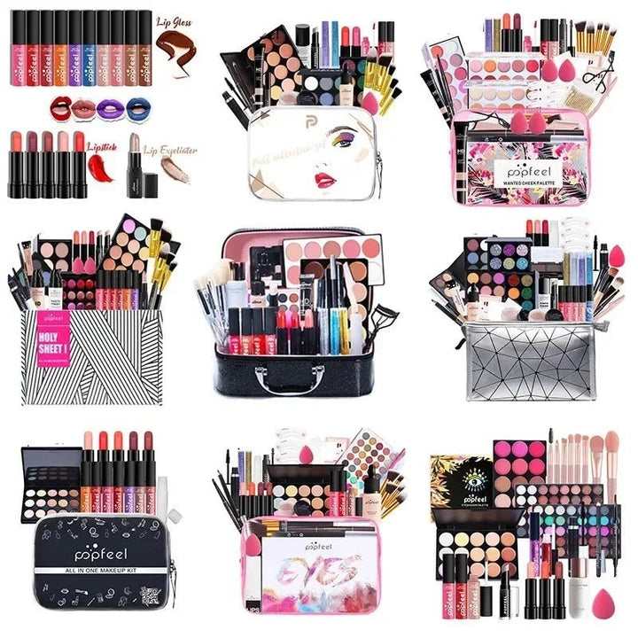 POPFEEL Makeup Full Kit Female Make up Set Eye Shadow Eyeshadow Palette Lip Gloss Mascara Eyeliner Brushes Bag Make - Up for Women - Nook Nest Online Store