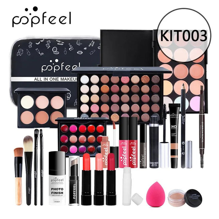 POPFEEL Makeup Full Kit Female Make up Set Eye Shadow Eyeshadow Palette Lip Gloss Mascara Eyeliner Brushes Bag Make - Up for Women - Nook Nest Online Store