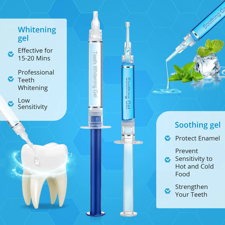 Teeth Whitening Kit with Blue Light, Professional Teeth Whitener with 12 Whitening Gel, 3 Soothing Gel, Mouth Tray, 15 Minutes Effective Home Tooth Whitening - Nook Nest Online Store